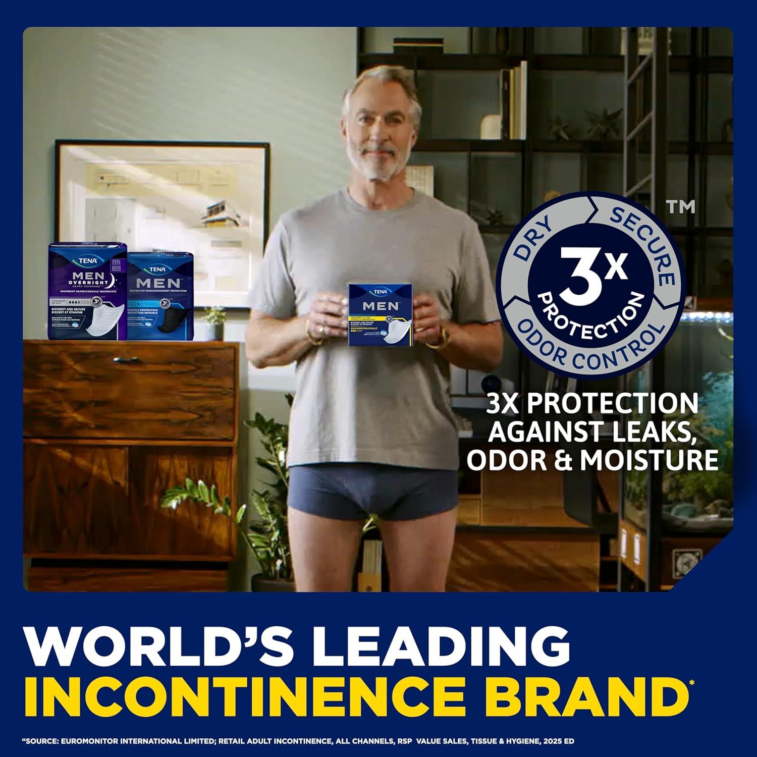 image:imageTENA Incontinence Guards Overnight Absorbency amp Advanced Odor Protection Incontinence Guards for Men 90 ct90 Count