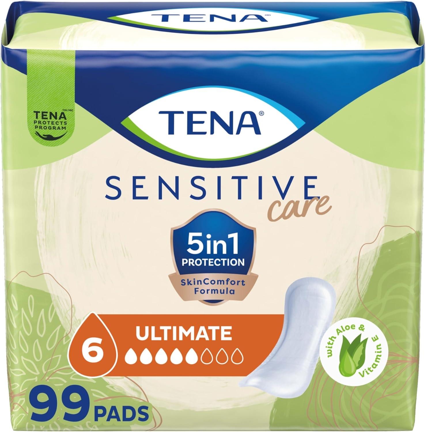 image:imageTENA Incontinence Pads Bladder Control amp Postpartum for Women Ultimate Absorbency Aloe and Vitamin E Sensitive Care 99 CountRegular