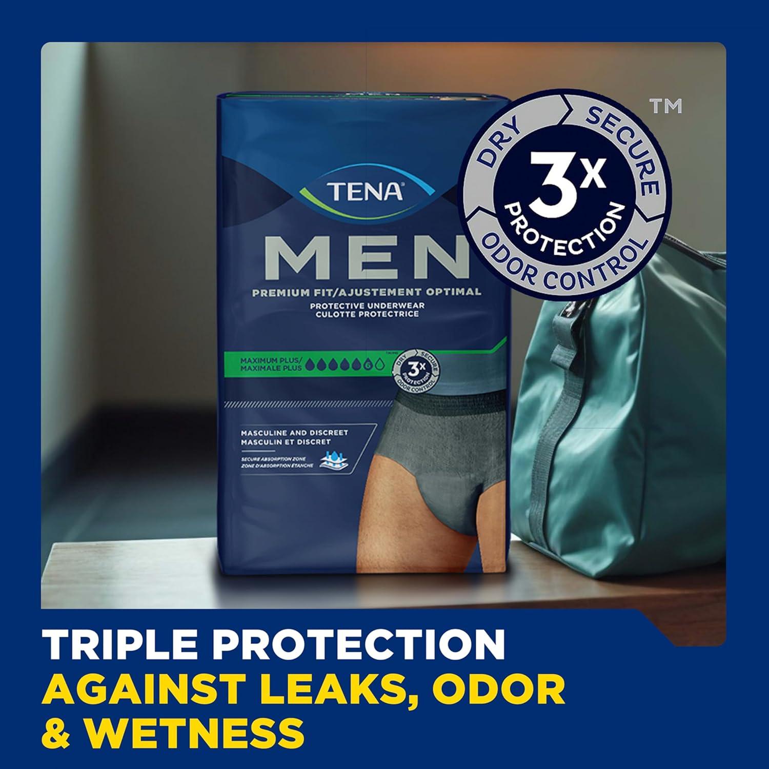 image:imageTENA Men Maximum Plus Incontinence Underwear Bladder Control SM 64 Count Waist size 34in50inLargeXLarge