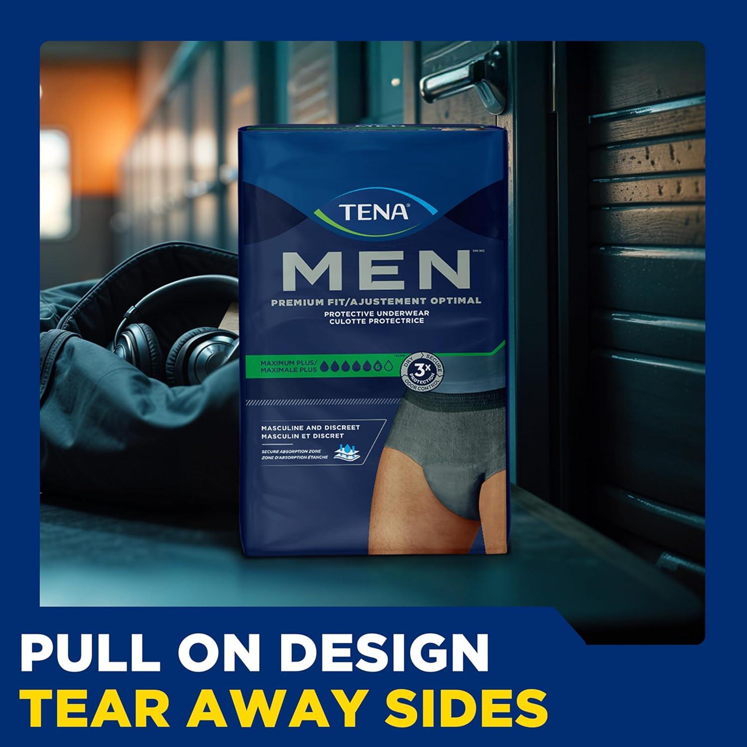 image:imageTENA Men Maximum Plus Incontinence Underwear Bladder Control SM 64 Count Waist size 34in50inSmallMedium