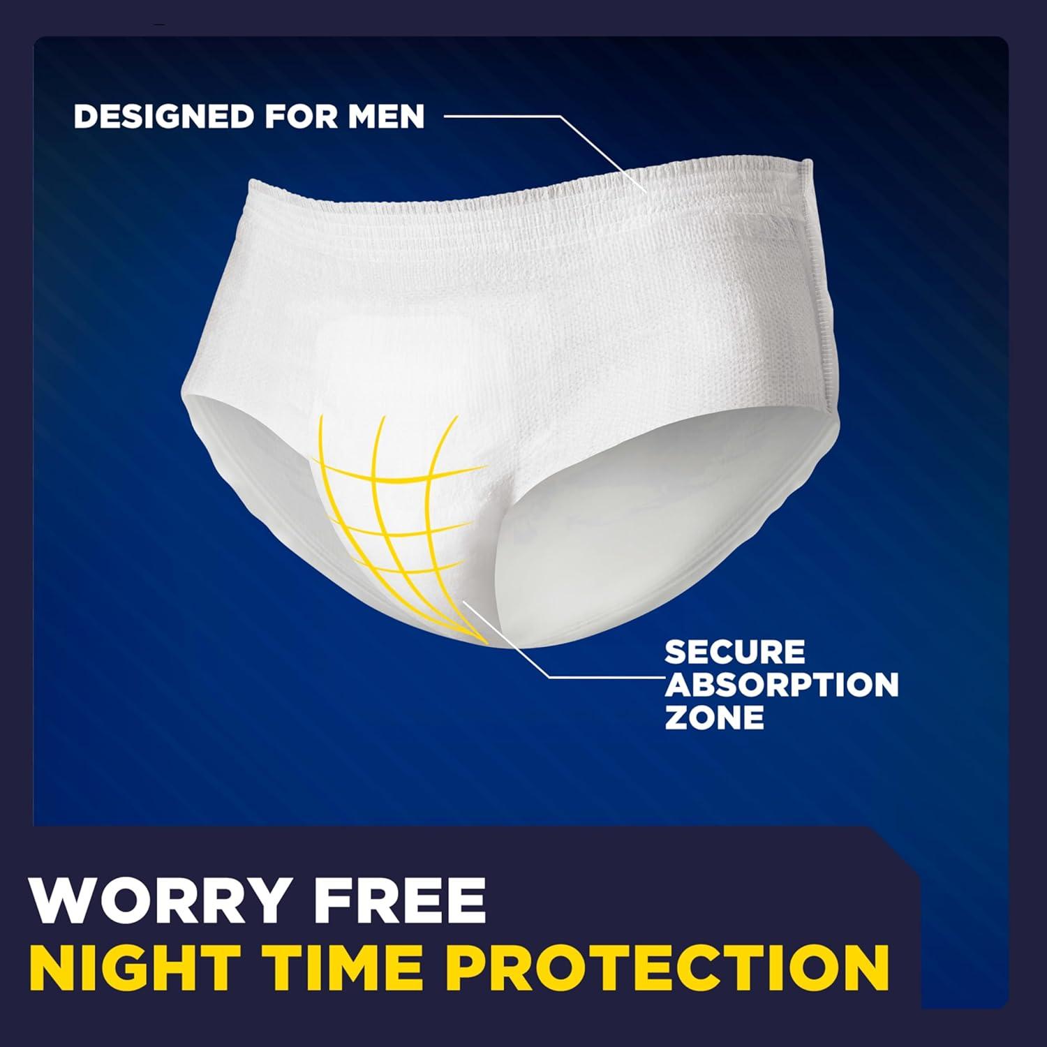 image:imageTENA Men Overnight Extra Coverage Underwear for bladder control Masculine Discreet LXL 48 Count Waist size 44in64inSmallMedium