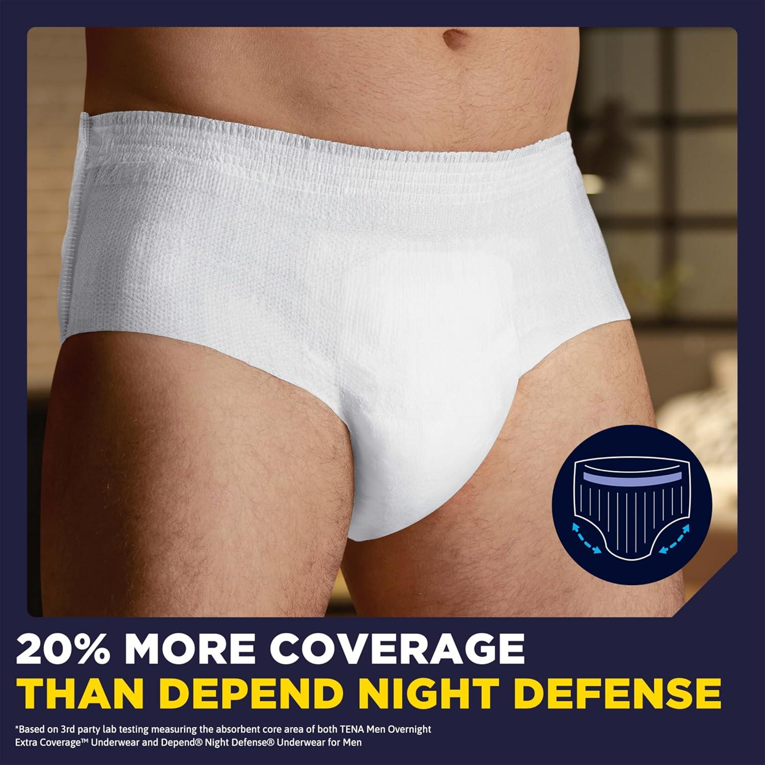 image:imageTENA Men Overnight Extra Coverage Underwear for bladder control Masculine Discreet LXL 48 Count Waist size 44in64inSmallMedium