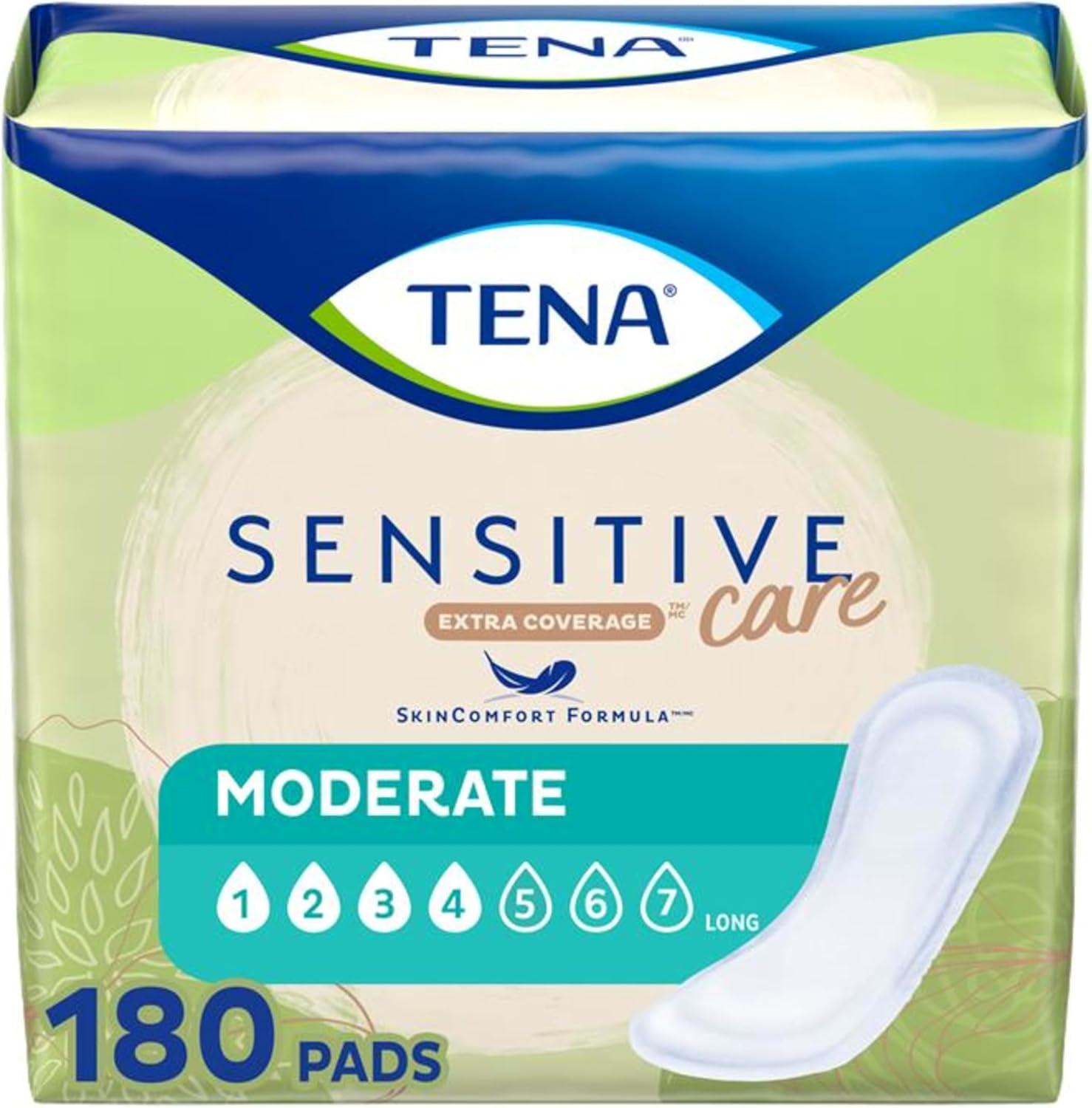 image:imageTENA Sensitive Care Extra Coverage Moderate Absorbency Incontinence Bladder Control Pad 180 CountRegular