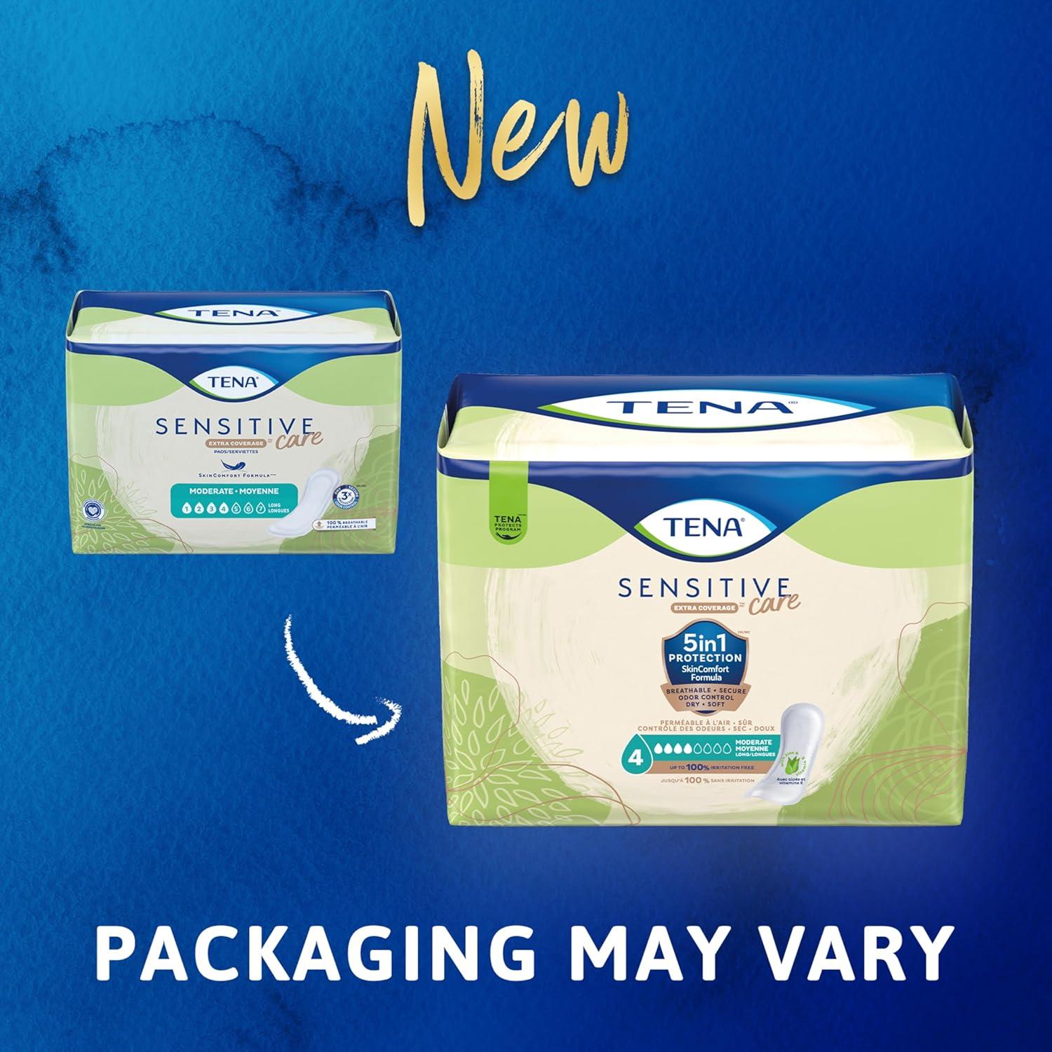 image:imageTENA Sensitive Care Extra Coverage Moderate Absorbency Incontinence Bladder Control Pad 180 CountRegular
