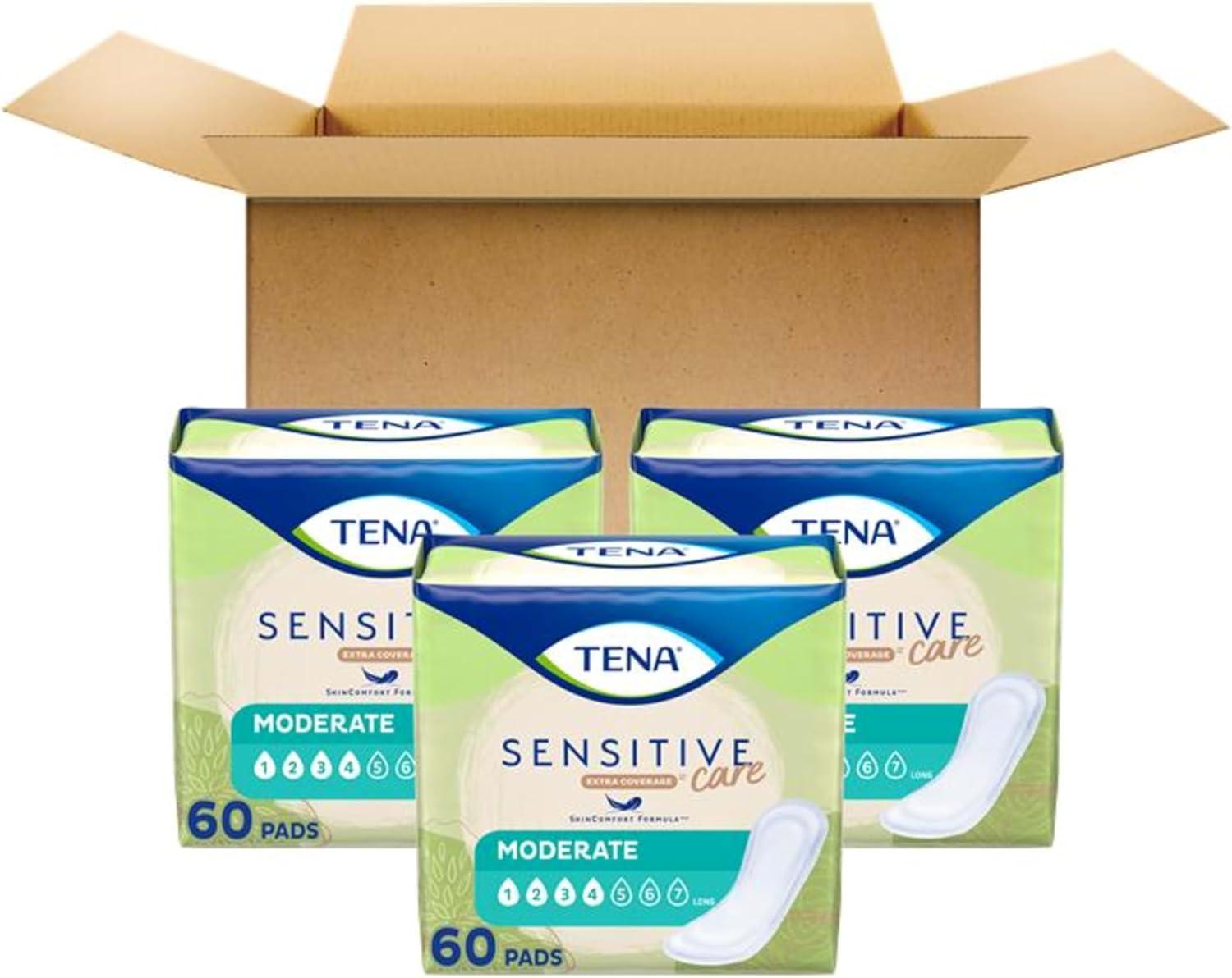image:imageTENA Sensitive Care Extra Coverage Moderate Absorbency Incontinence Bladder Control Pad 180 CountRegular