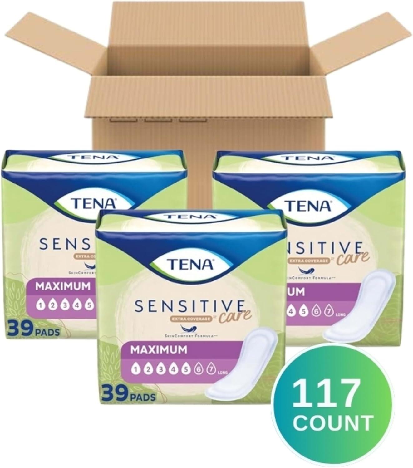 image:imageTENA Sensitive Care Maximum Absorbency Incontinence Pads for Women Bladder Control Pad Long Length 39 Count Packaging May VaryLong