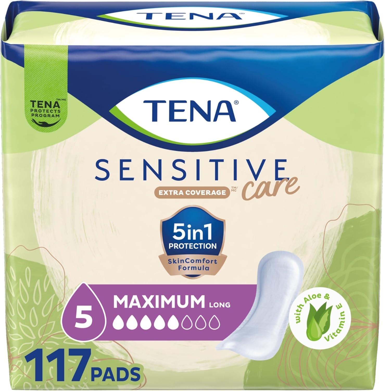 image:imageTENA Sensitive Care Maximum Absorbency Incontinence Pads for Women Bladder Control Pad Long Length 39 Count Packaging May VaryLong