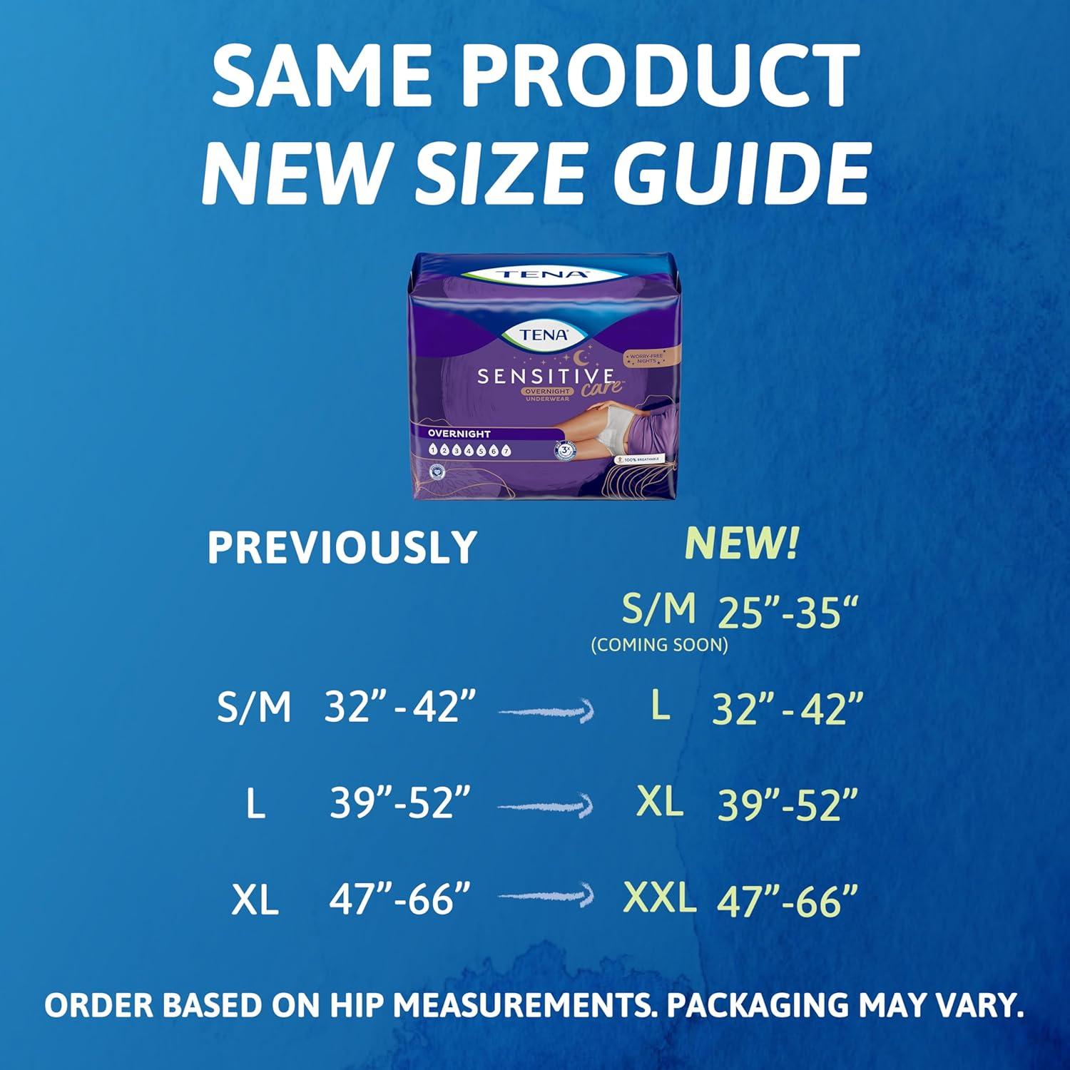 image:imageTENA Sensitive Care Overnight Incontinence Underwear for Women Bladder Control and Postpartum XXL 48 Count Waist size 47in66in2XLarge