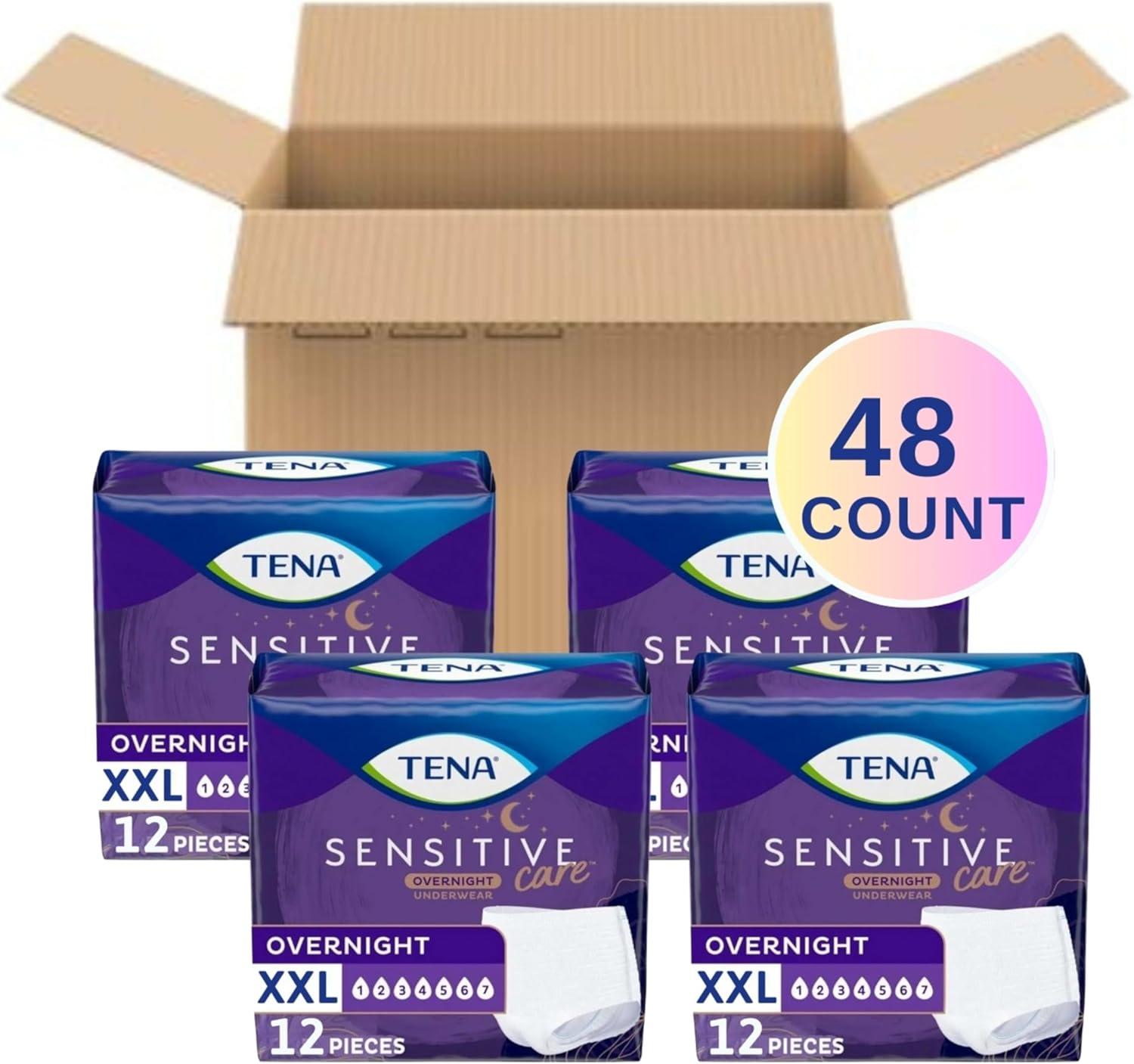image:imageTENA Sensitive Care Overnight Incontinence Underwear for Women Bladder Control and Postpartum XXL 48 Count Waist size 47in66in2XLarge