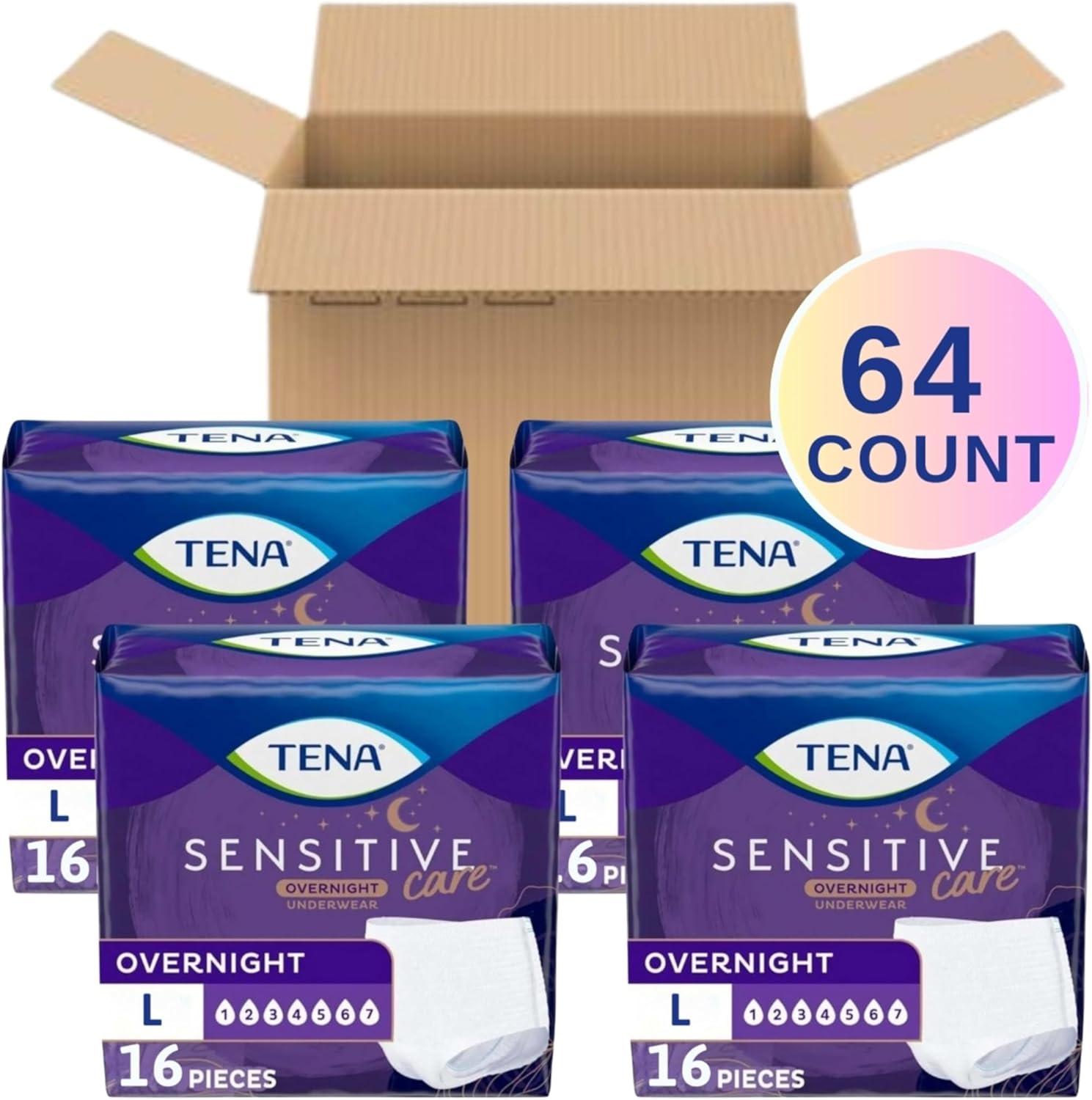 image:imageTENA Sensitive Care Overnight Incontinence Underwear for Women Bladder Control and Postpartum XXL 48 Count Waist size 47in66inLarge