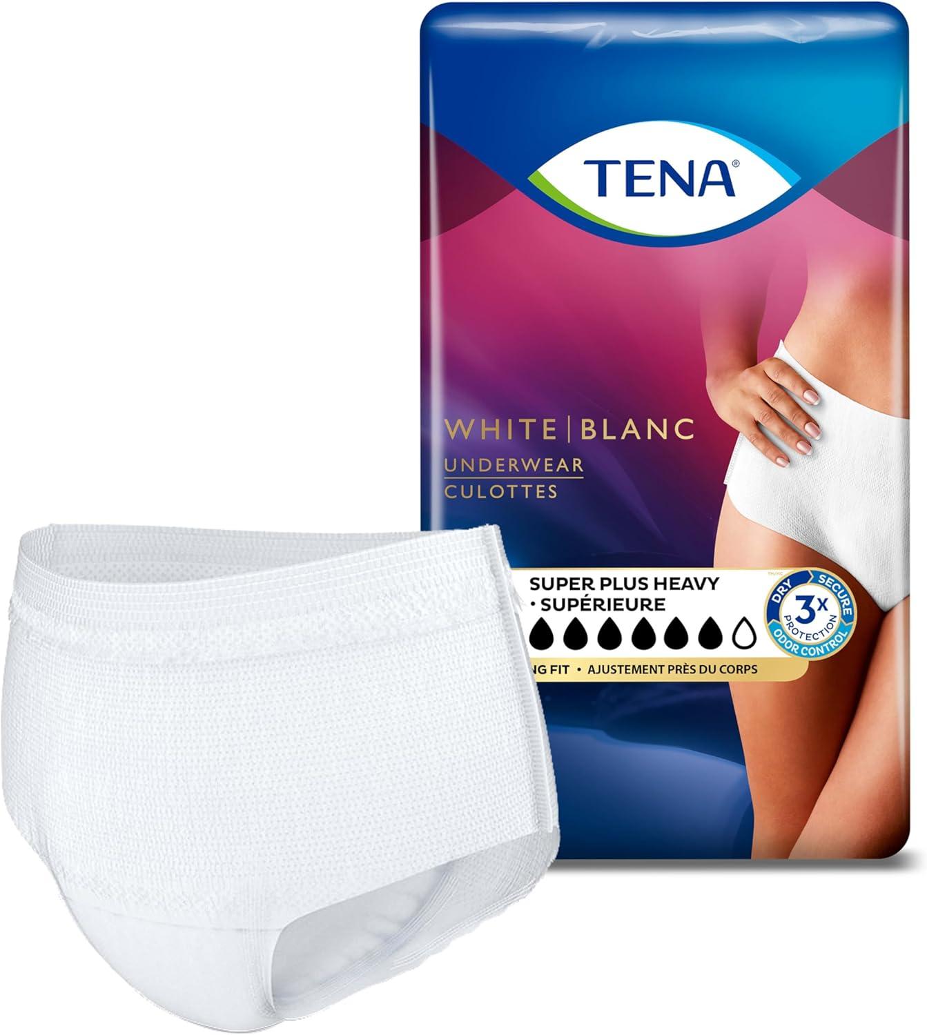 image:imageTENA Stylish White Incontinence Underwear for Women Super Plus Heavy Absorbency Large 64 CountLarge