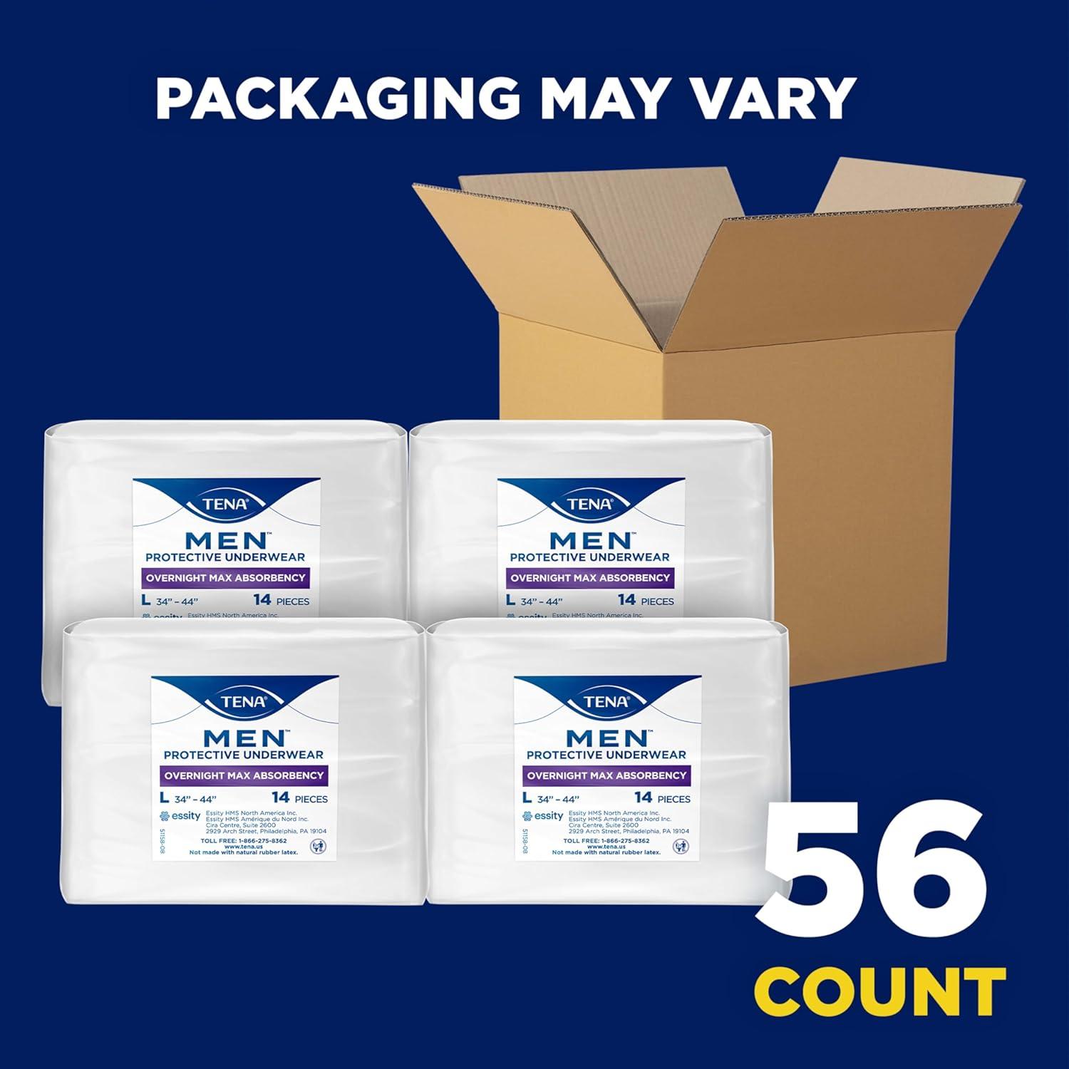 image:imageTena Men Protective Incontinence Underwear Overnight Max Absorbency L 56 Ct 3444in Packaging May VaryLarge