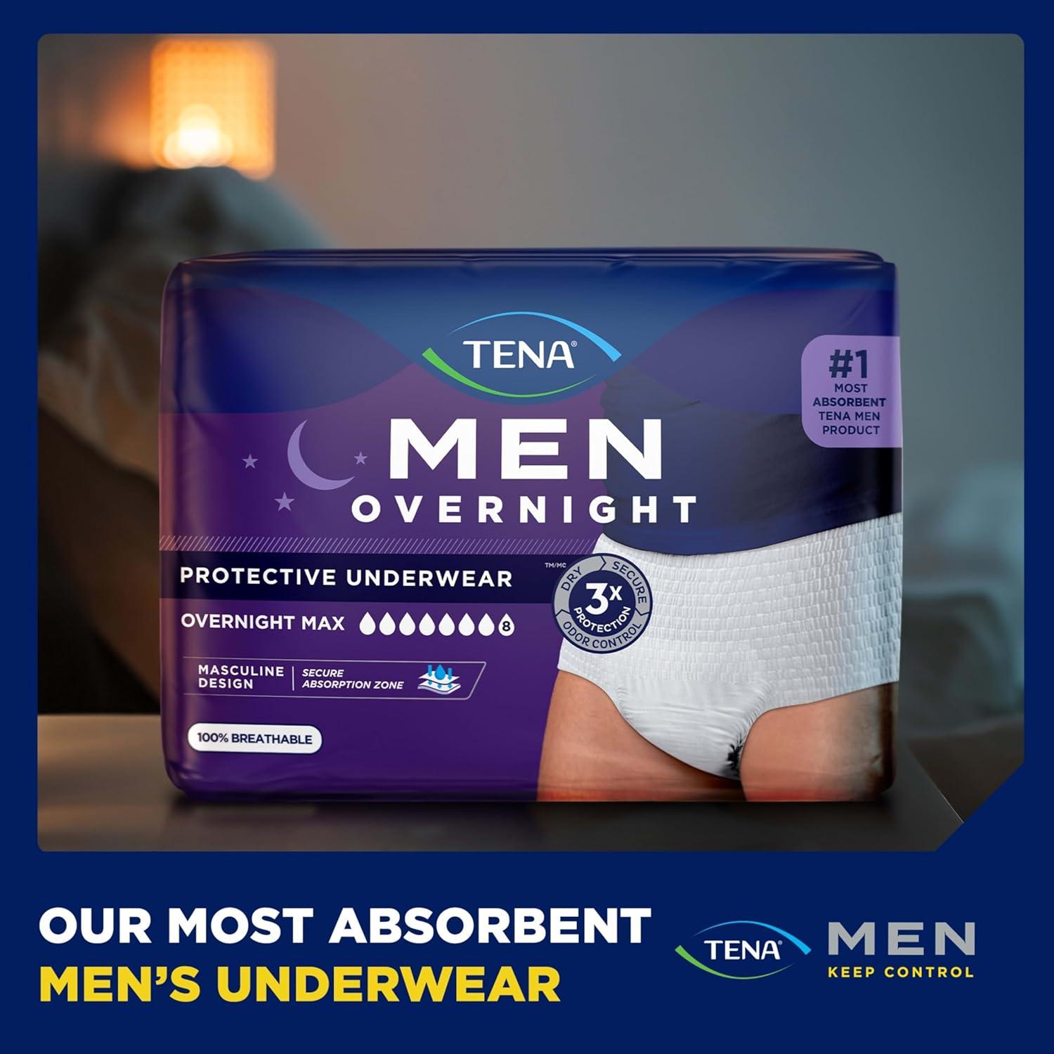 image:imageTena Men Protective Incontinence Underwear Overnight Max Absorbency L 56 Ct 3444in Packaging May VaryXLarge