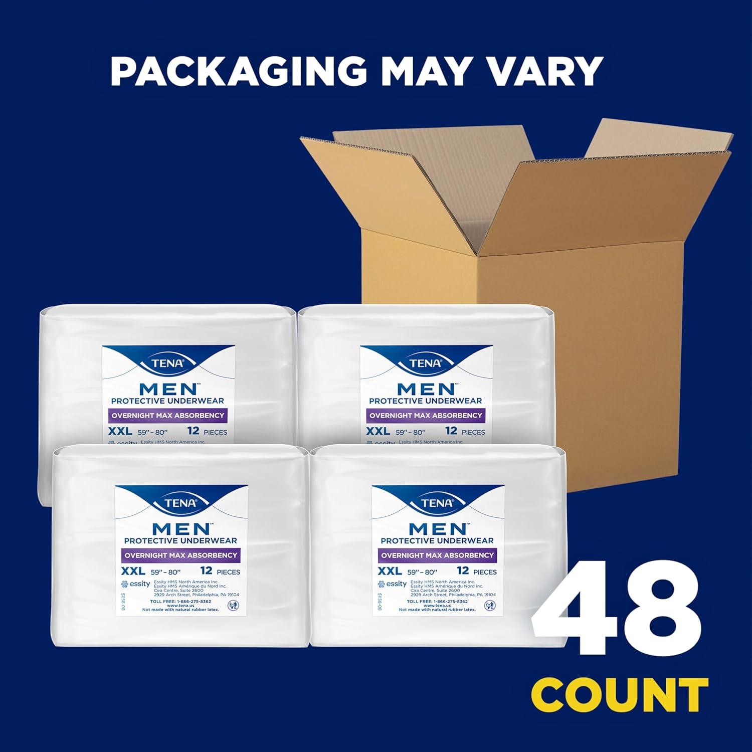 image:imageTena Men Protective Incontinence Underwear Overnight Max Absorbency L 56 Ct 3444in Packaging May VaryXXLarge