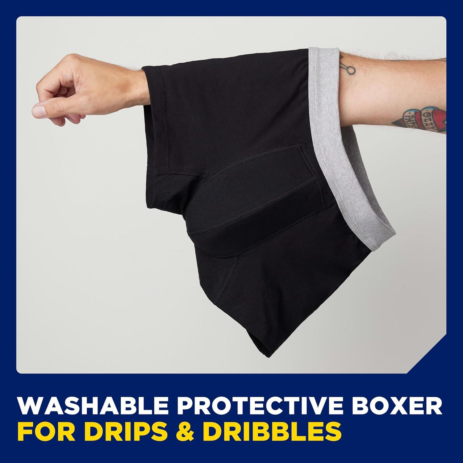 image:imageTena Mens Washable Protective Boxers Light Absorbency Large Black 1 CountLarge