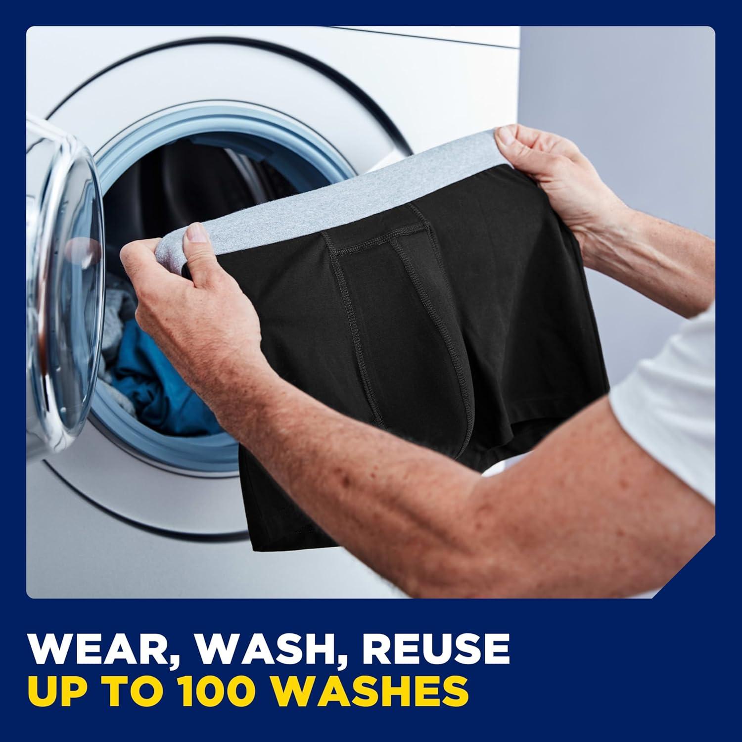 image:imageTena Mens Washable Protective Boxers Light Absorbency Large Black 1 CountLarge