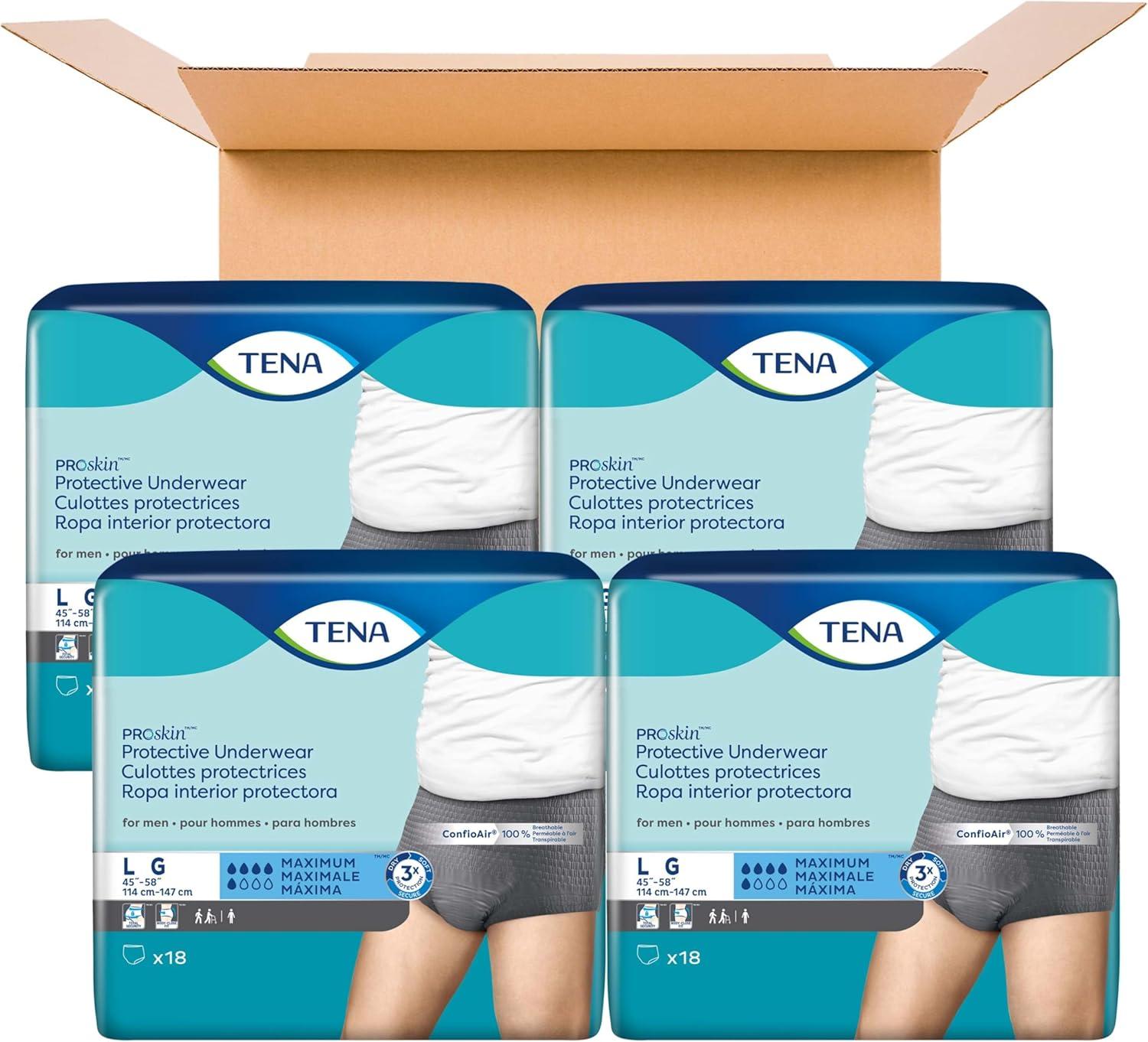 image:imageTena ProSkin Large Gray Adult Male Moderate Absorbency Protective Disposable Underwear 72 CountLarge