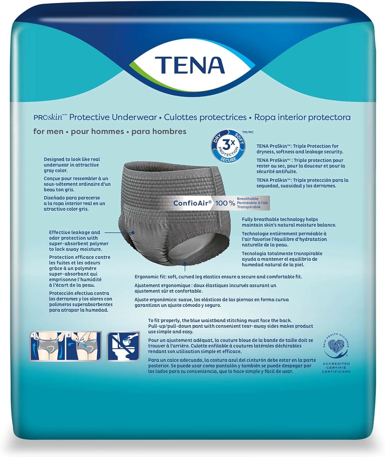 image:imageTena ProSkin Large Gray Adult Male Moderate Absorbency Protective Disposable Underwear 72 CountLarge