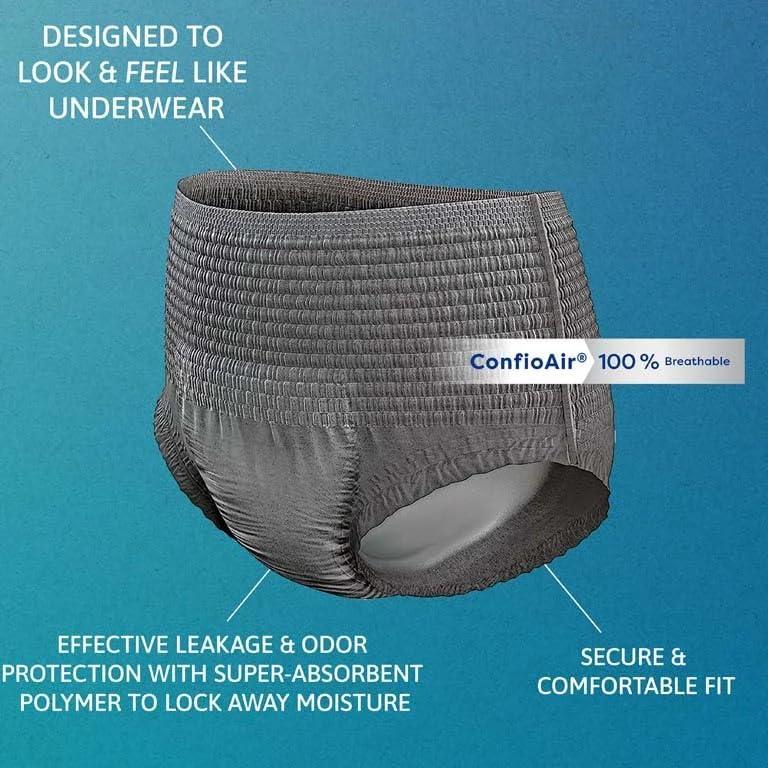 image:imageTena ProSkin Large Gray Adult Male Moderate Absorbency Protective Disposable Underwear 72 CountLarge