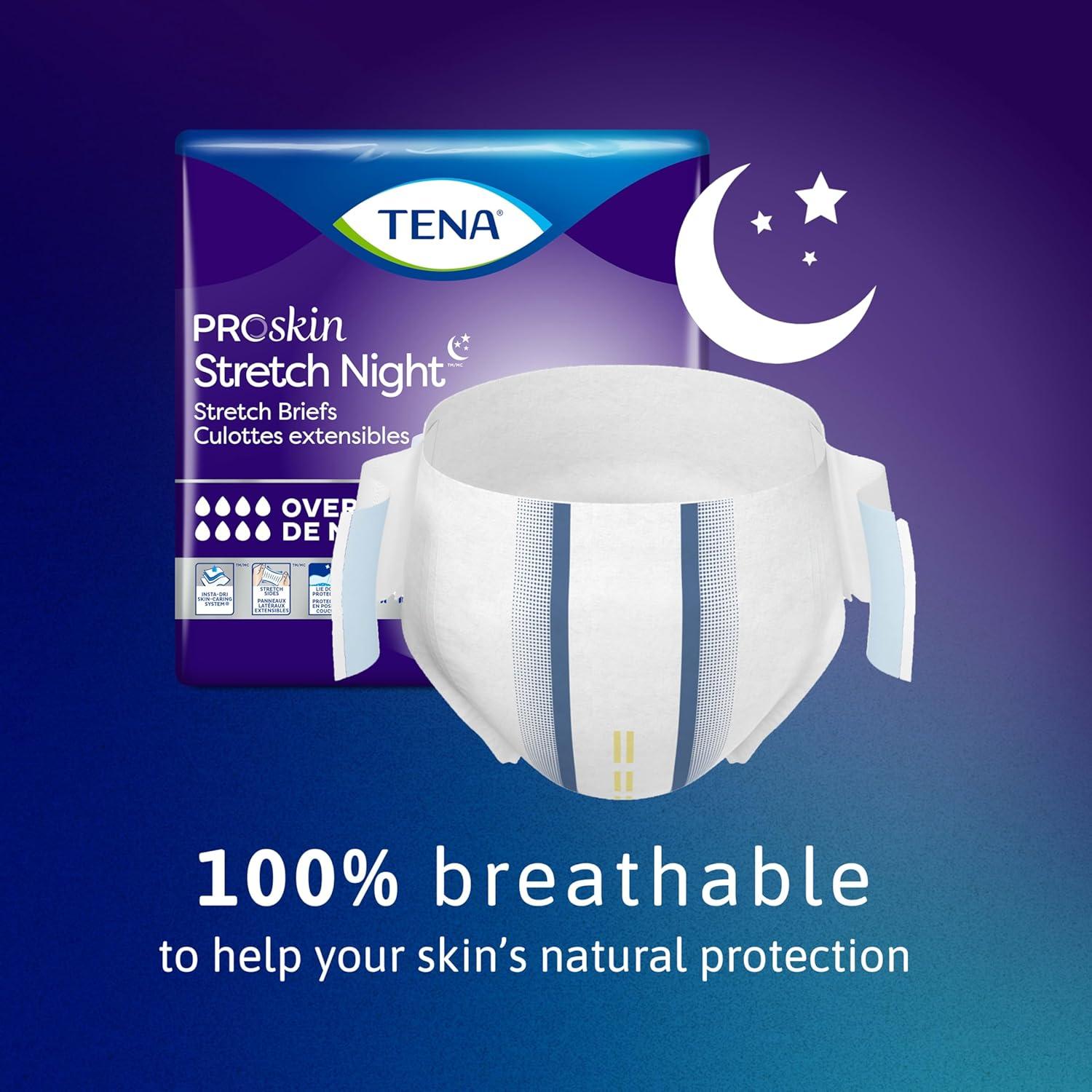image:imageTena ProSkin Overnight Incontinence Adult Diaper for Women amp Men Stretch Brief Medium 12 Count Packaging May VaryLargeXLarge