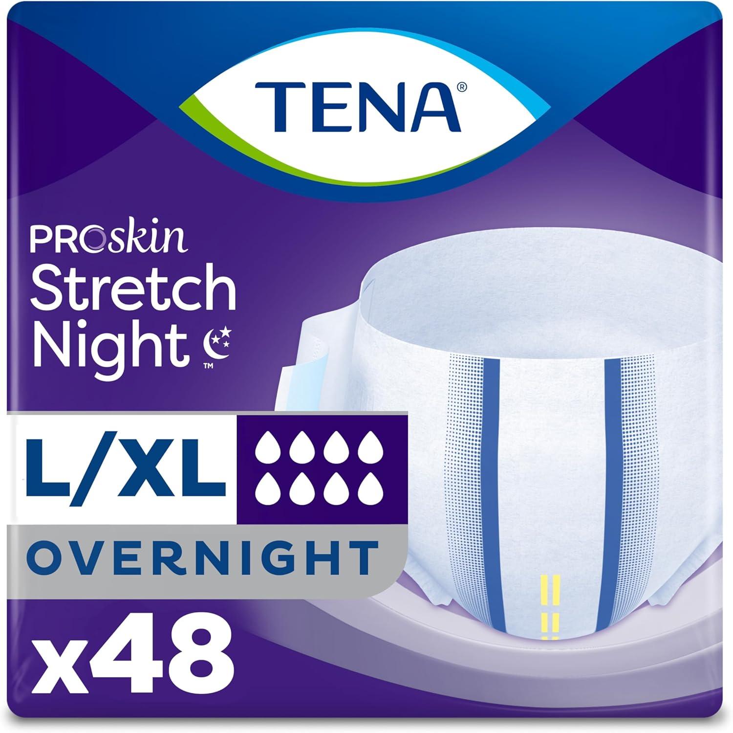 image:imageTena ProSkin Overnight Incontinence Adult Diaper for Women amp Men Stretch Brief Medium 12 Count Packaging May VaryLargeXLarge