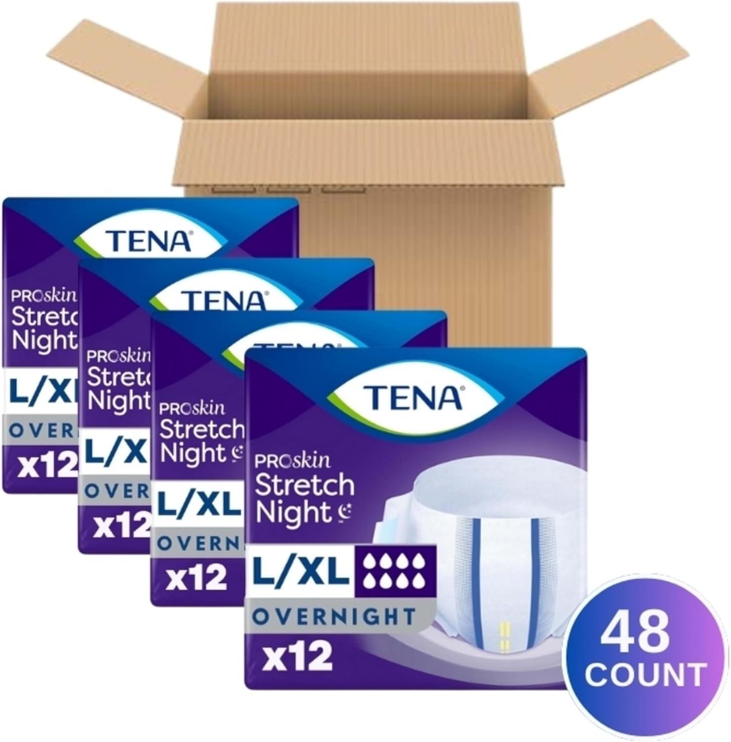 image:imageTena ProSkin Overnight Incontinence Adult Diaper for Women amp Men Stretch Brief Medium 12 Count Packaging May VaryLargeXLarge