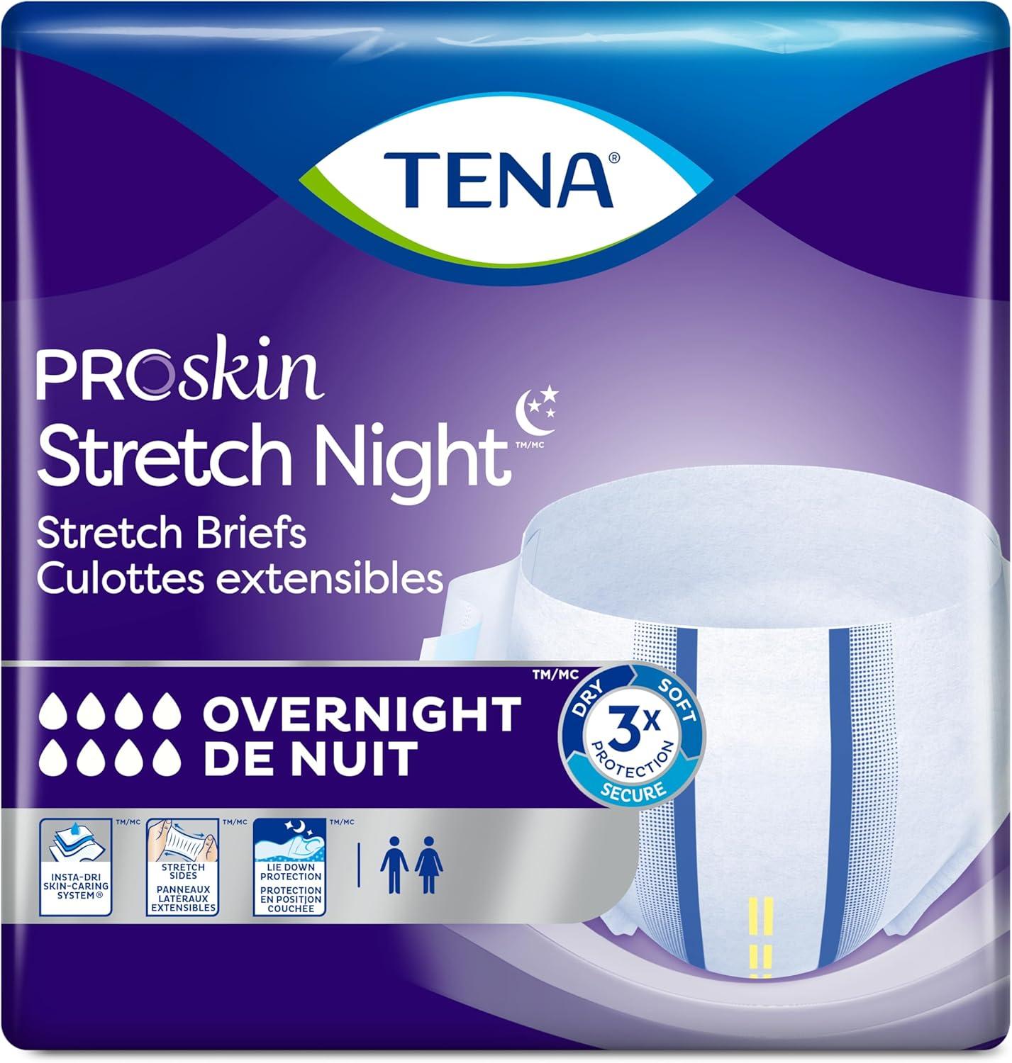 image:imageTena ProSkin Overnight Incontinence Adult Diaper for Women amp Men Stretch Brief Medium 12 Count Packaging May VaryLargeXLarge