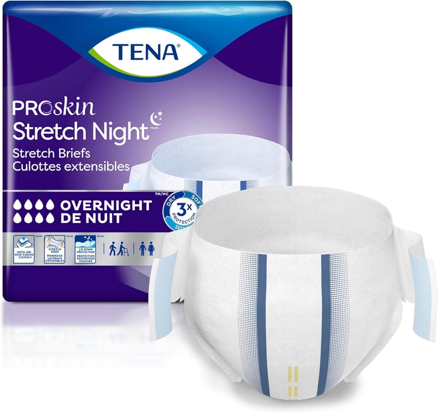 image:imageTena ProSkin Overnight Incontinence Adult Diaper for Women amp Men Stretch Brief Medium 12 Count Packaging May VaryLargeXLarge