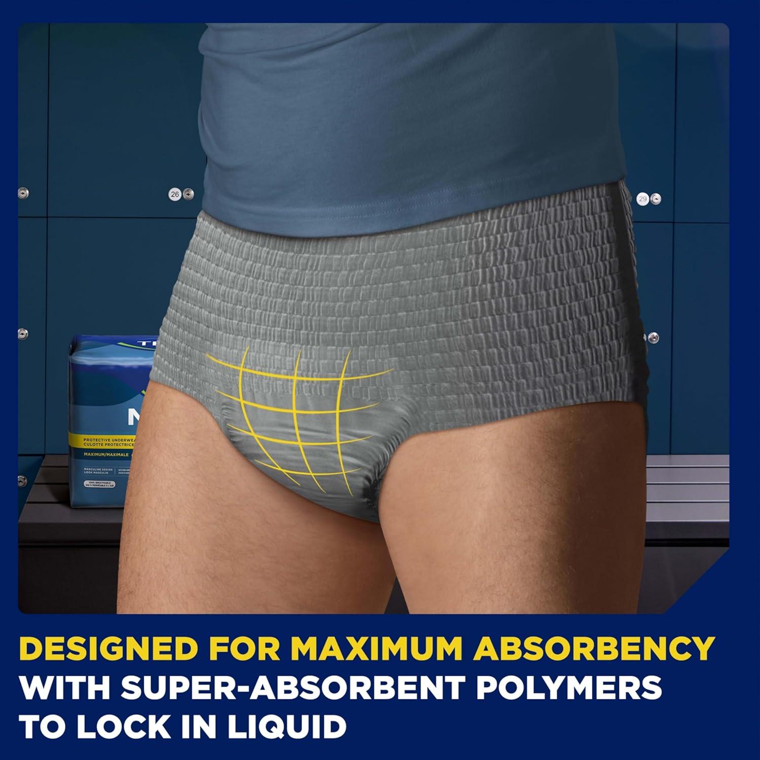 image:imageTena Protective Adult Incontinence Underwear for Men Maximum SM 80 Count Waist Size 25in34in2XLarge