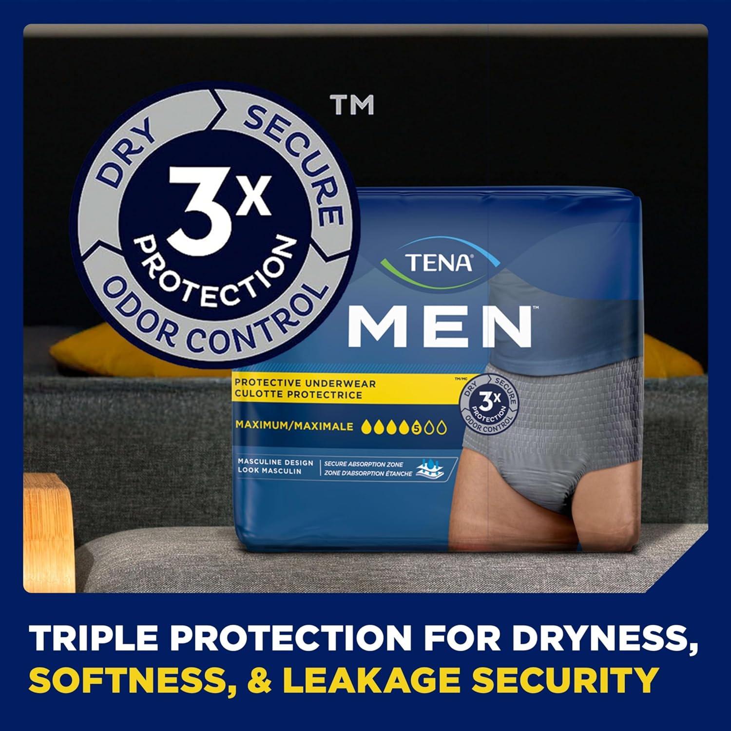 image:imageTena Protective Adult Incontinence Underwear for Men Maximum SM 80 Count Waist Size 25in34in2XLarge