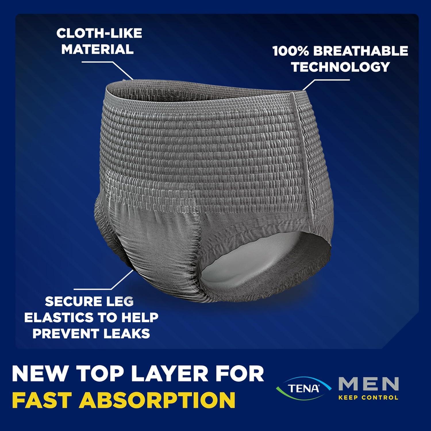 image:imageTena Protective Adult Incontinence Underwear for Men Maximum SM 80 Count Waist Size 25in34inLarge