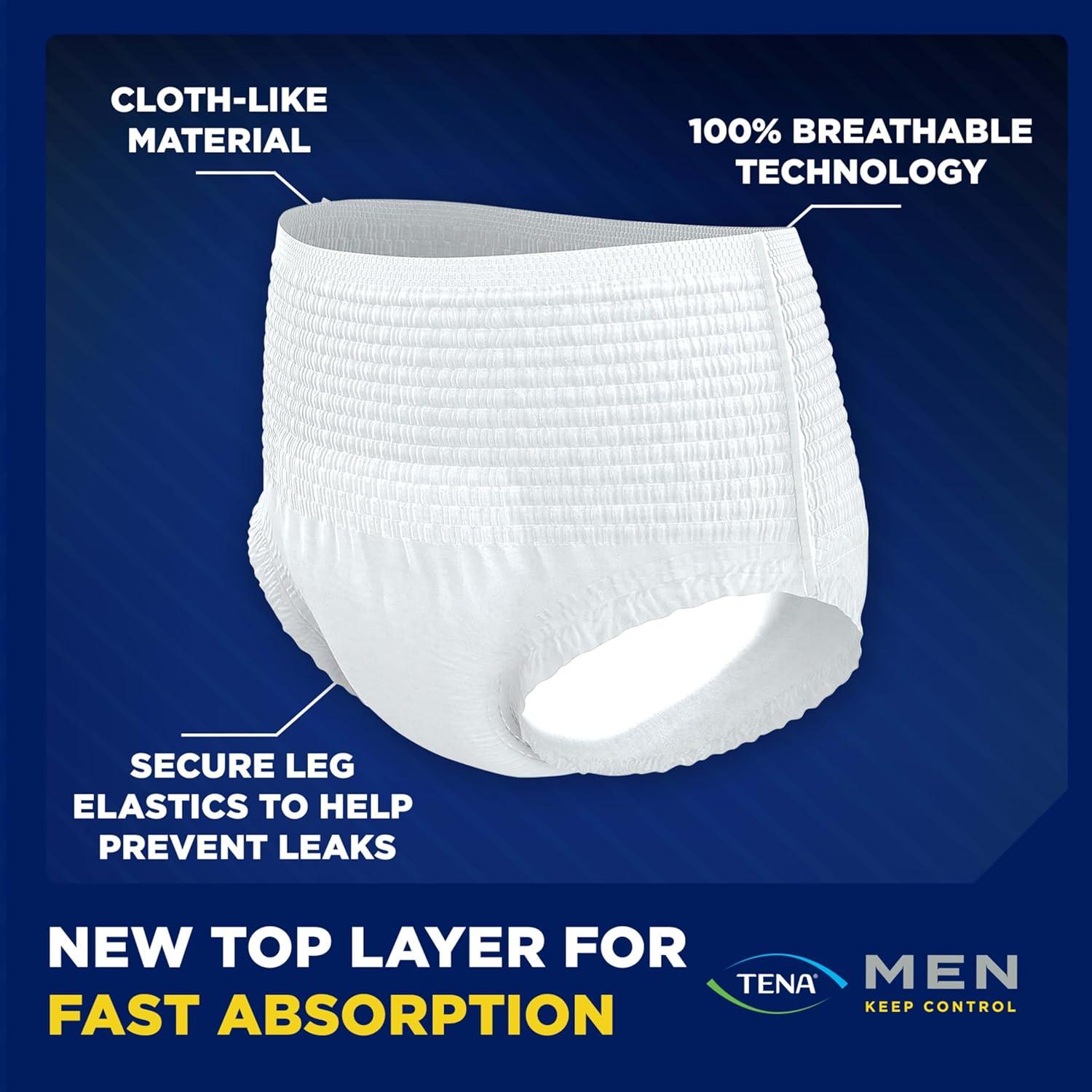 image:imageTena Protective Adult Incontinence Underwear for Men Maximum SM 80 Count Waist Size 25in34inSmallMedium