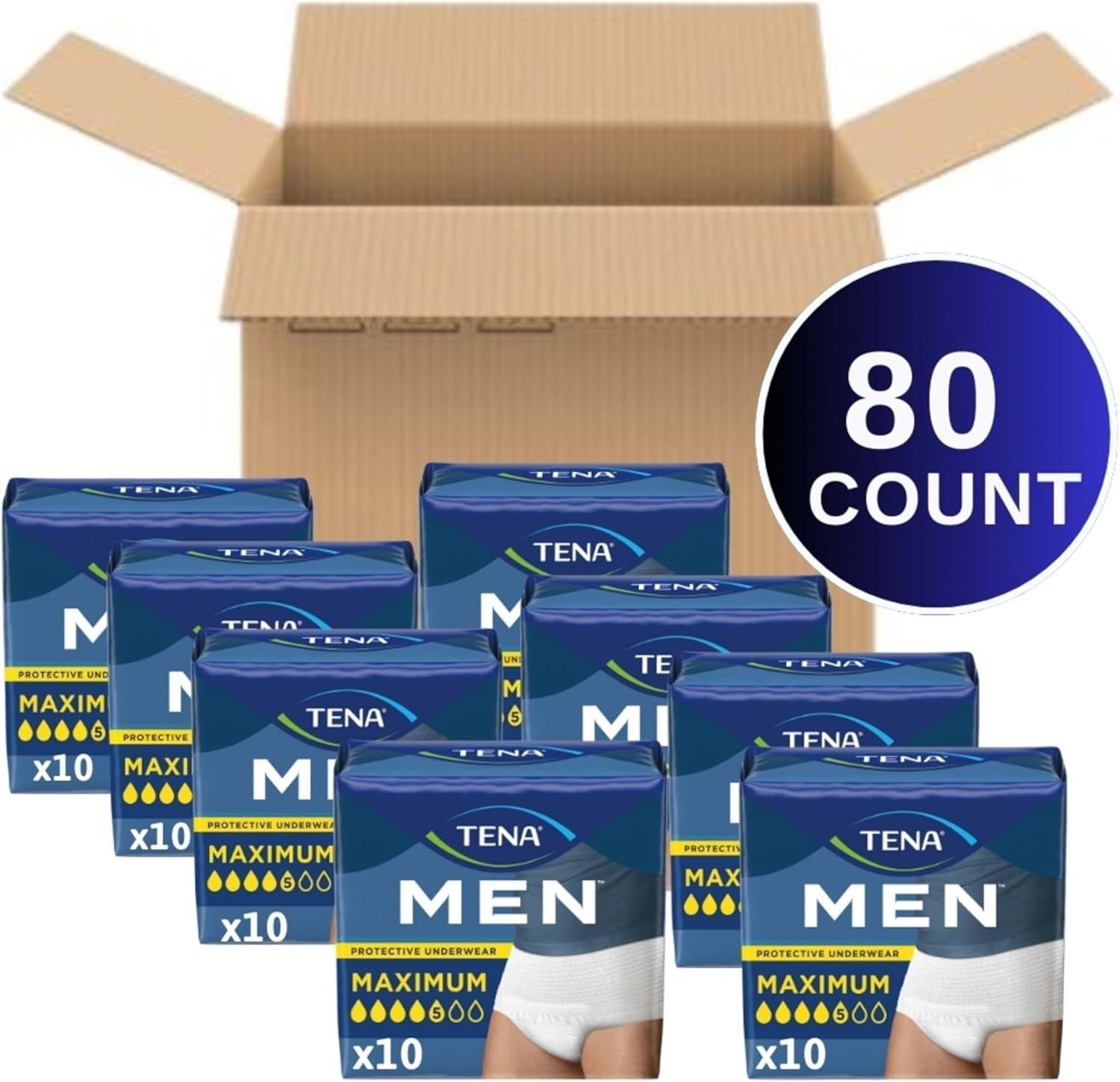 image:imageTena Protective Adult Incontinence Underwear for Men Maximum SM 80 Count Waist Size 25in34inSmallMedium