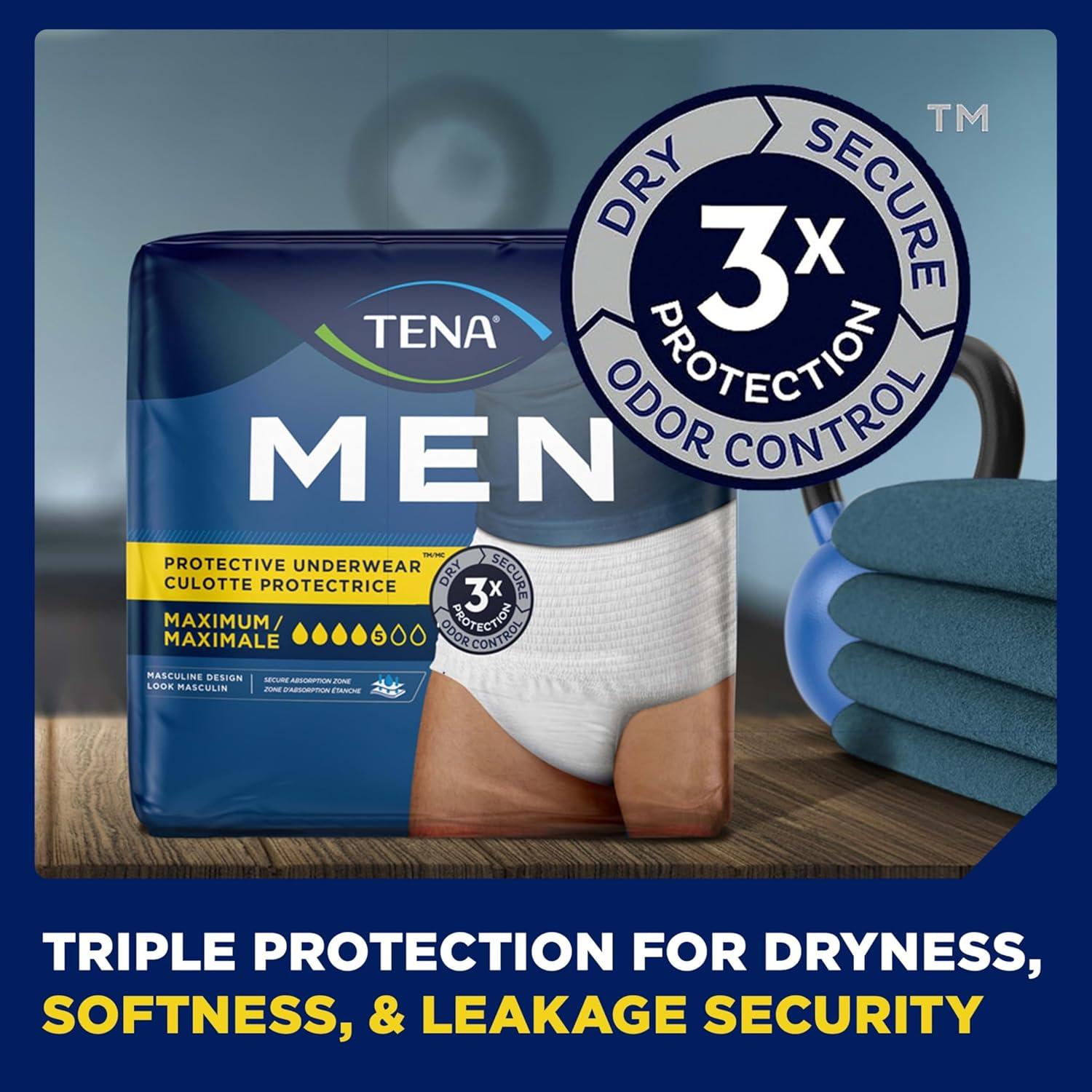 image:imageTena Protective Adult Incontinence Underwear for Men Maximum SM 80 Count Waist Size 25in34inSmallMedium