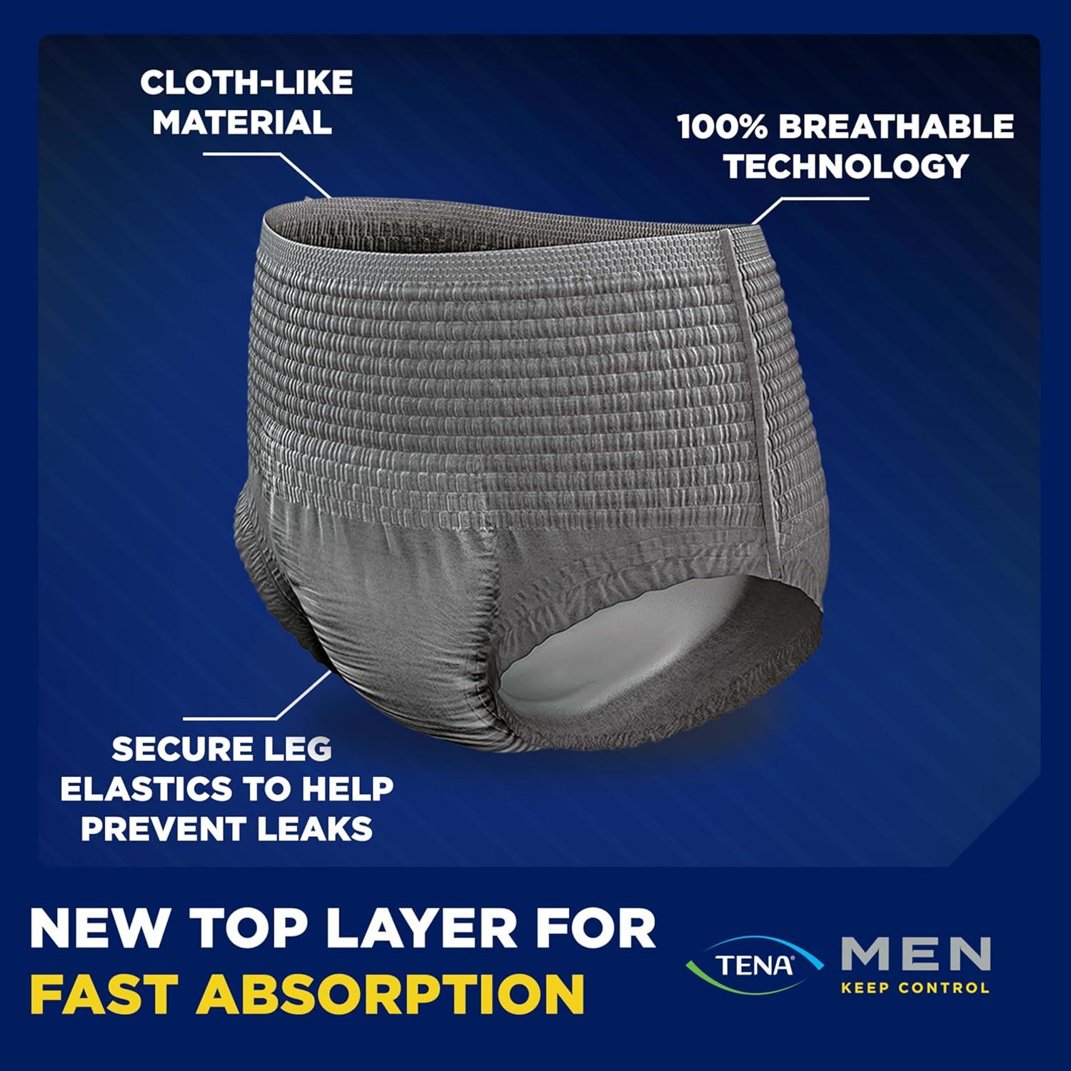 image:imageTena Protective Adult Incontinence Underwear for Men Maximum SM 80 Count Waist Size 25in34inXLarge