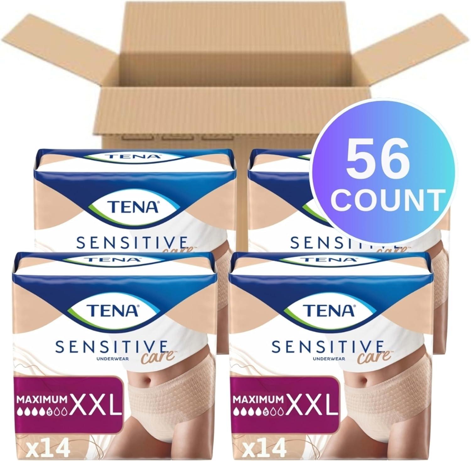 image:imageTena Sensitive Care Adult Incontinence Underwear for Women Maximum XL 72 Count Waist Size 45in58in2XLarge