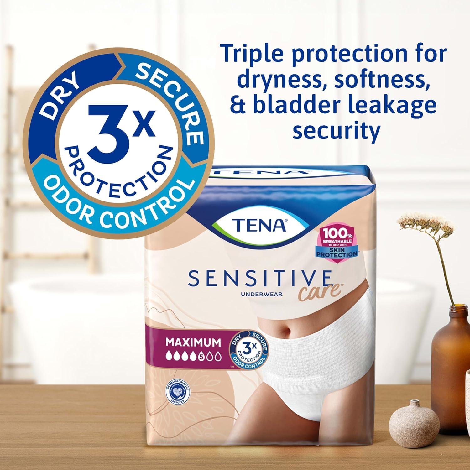 image:imageTena Sensitive Care Adult Incontinence Underwear for Women Maximum XL 72 Count Waist Size 45in58inSmallMedium