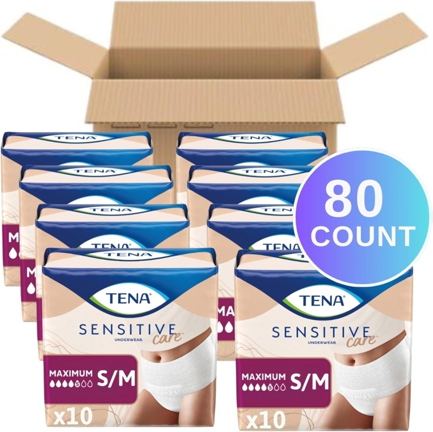 image:imageTena Sensitive Care Adult Incontinence Underwear for Women Maximum XL 72 Count Waist Size 45in58inSmallMedium