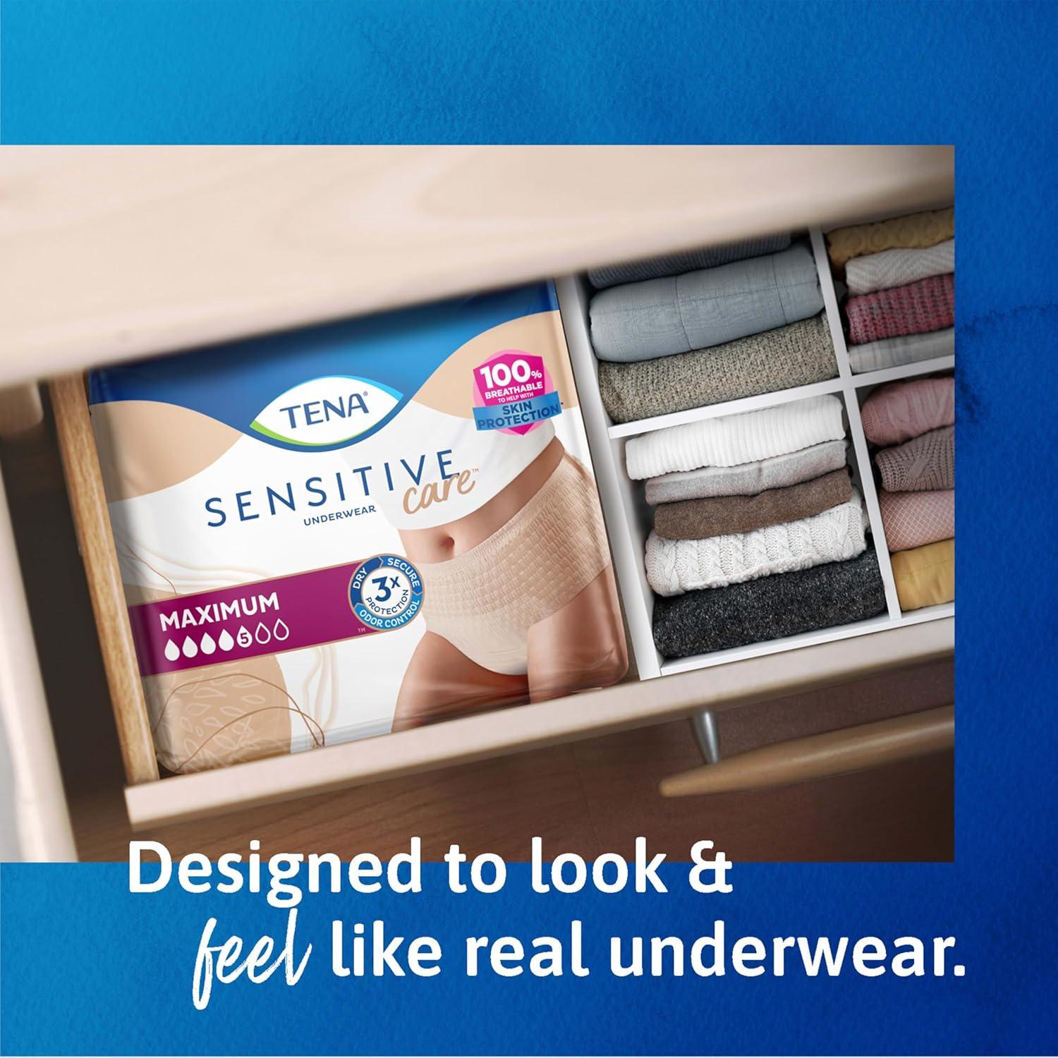 image:imageTena Sensitive Care Adult Incontinence Underwear for Women Maximum XL 72 Count Waist Size 45in58inXLarge