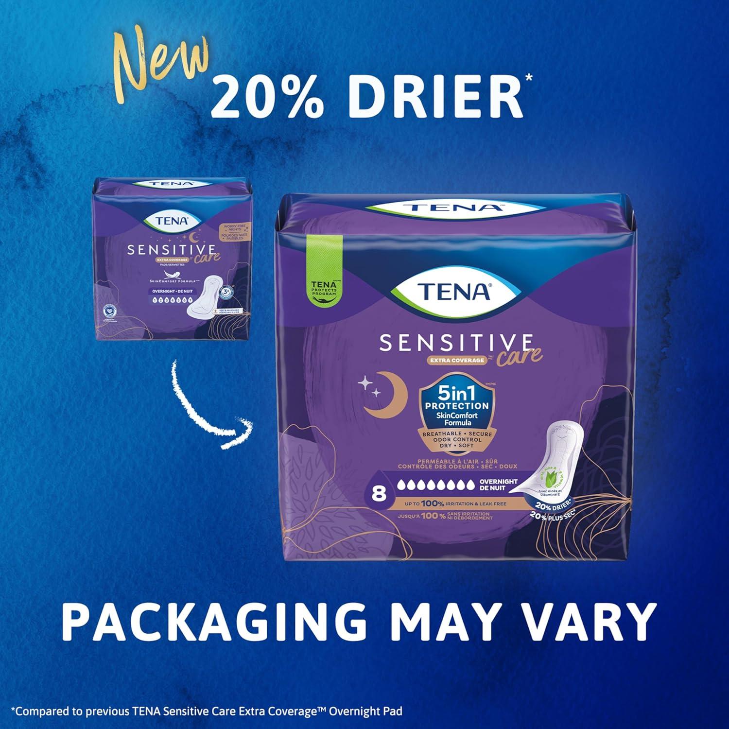 image:imageTena Sensitive Care Incontinence Pads Bladder Control Postpartum for Women Overnight Absorbency Extra Coverage 48 Count48