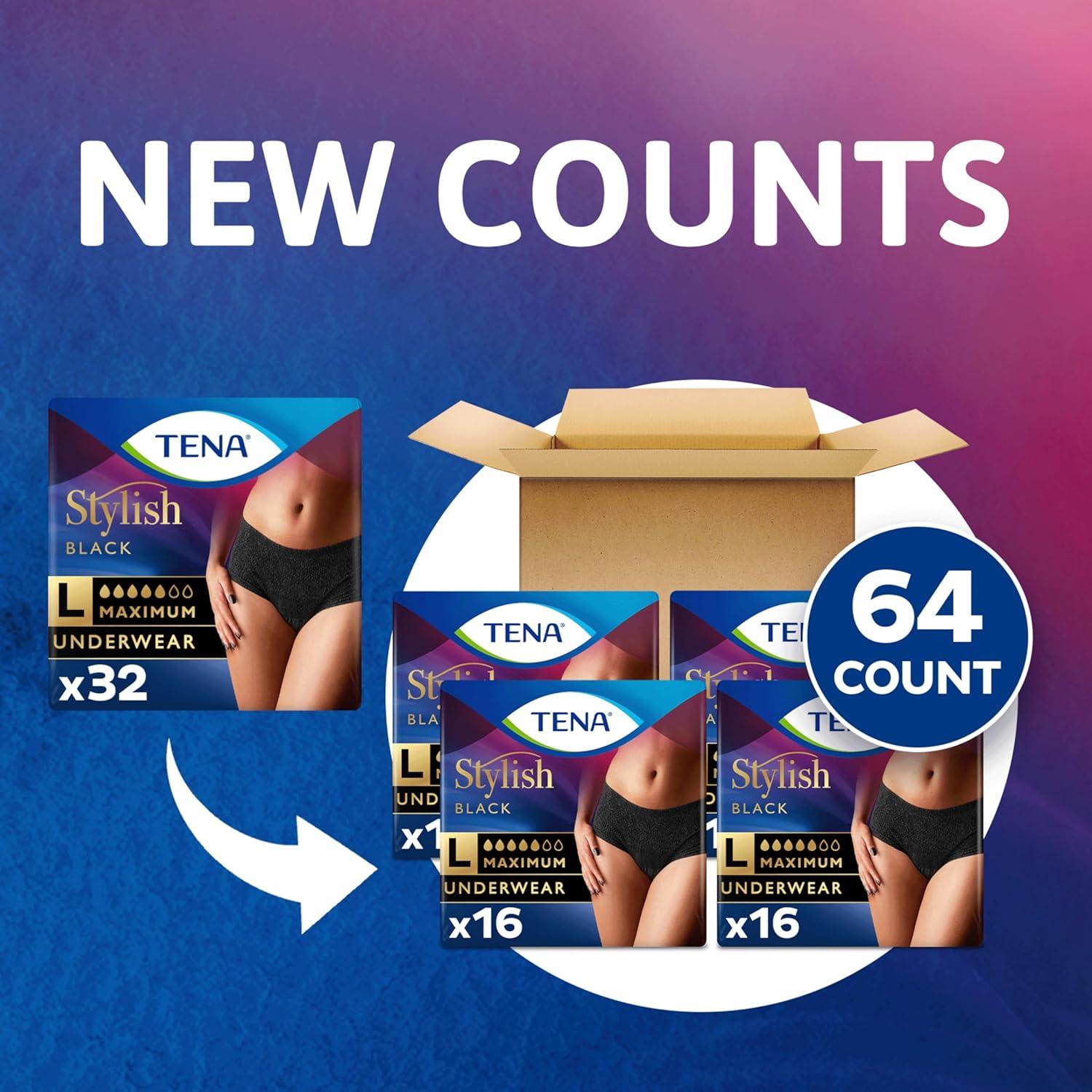 image:imageTena Stylish Black Incontinence Underwear for Women Maximum Absorbency SmallMedium 36 ct 2 Packs of 18L