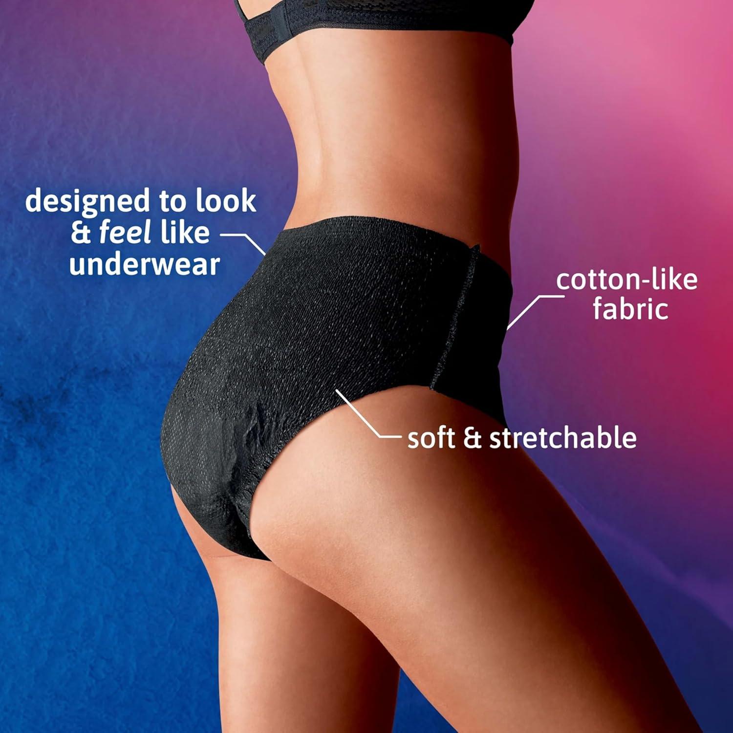 image:imageTena Stylish Black Incontinence Underwear for Women Maximum Absorbency SmallMedium 36 ct 2 Packs of 18Large