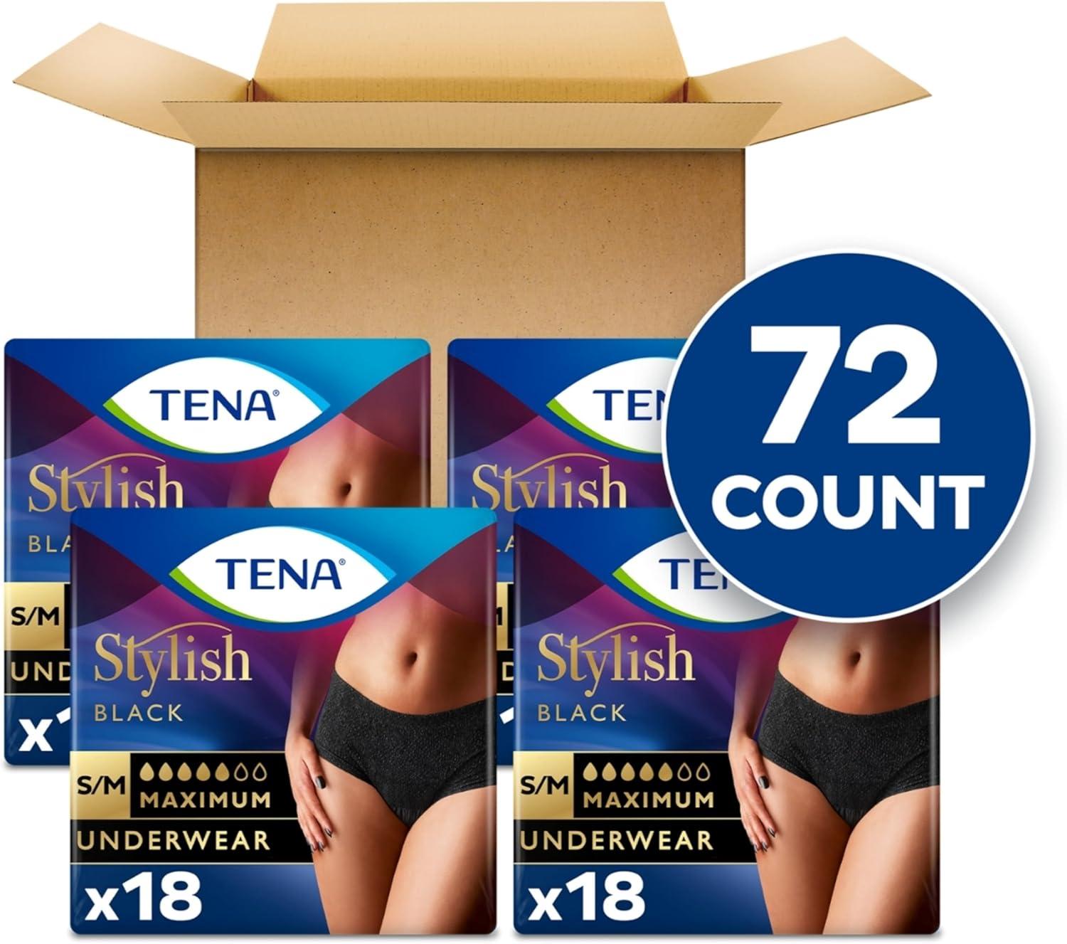 image:imageTena Stylish Black Incontinence Underwear for Women Maximum Absorbency SmallMedium 36 ct 2 Packs of 18SM