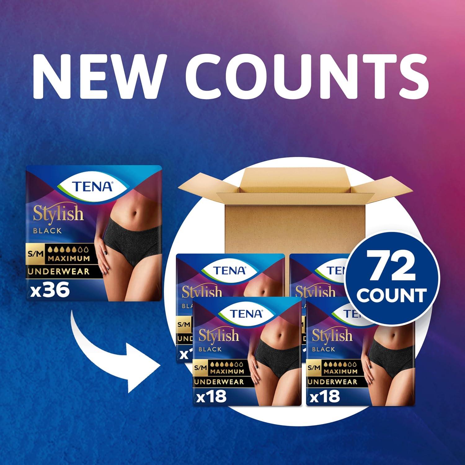 image:imageTena Stylish Black Incontinence Underwear for Women Maximum Absorbency SmallMedium 36 ct 2 Packs of 18SM