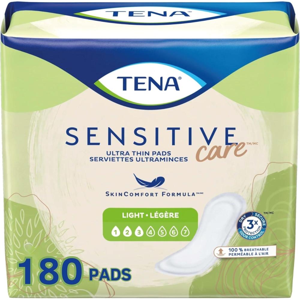 image:imageTena Sensitive Care Ultra Thin Light Incontinence Pads for Women Postpartum and Bladder Control Regular 144 Count30 Count pack of 6