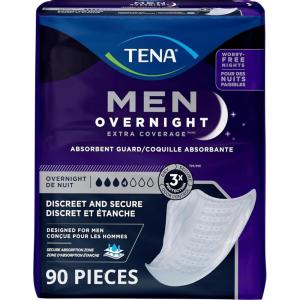 TENA Incontinence Guards, Overnight Absorbency & Advanced Odor Protection, Incontinence Guards for Men, 90 ct(90 Count)