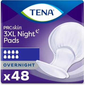 TENA Incontinence Pads, 3XL Plus Size, Overnight Absorbency, for Men & Women, ProSkin – 48 Count(XXXL)