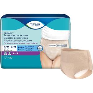 TENA ProSkin Large Nude-Colored Adult Female Moderate Absorbency Protective Disposable Underwear, 72 Count(Small/Medium)