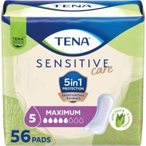 TENA Sensitive Care Maximum Absorbency Incontinence Pads for Women, Bladder Control Pad, Long Length, 39 Count (Packaging May Vary)(Regular)
