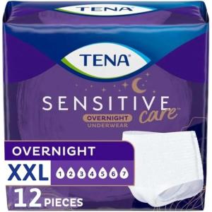 TENA Sensitive Care Overnight Incontinence Underwear for Women, Bladder Control and Postpartum, XXL, 48 Count (Waist size 47in-66in)(2X-Large)